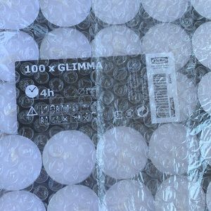 IKEA Glimma - Set Di 100 Candeline Per Creare Atmosfera, Diametro 38mm, 4 Ore Di Combustione